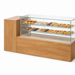 mostrador con vitrina cristal